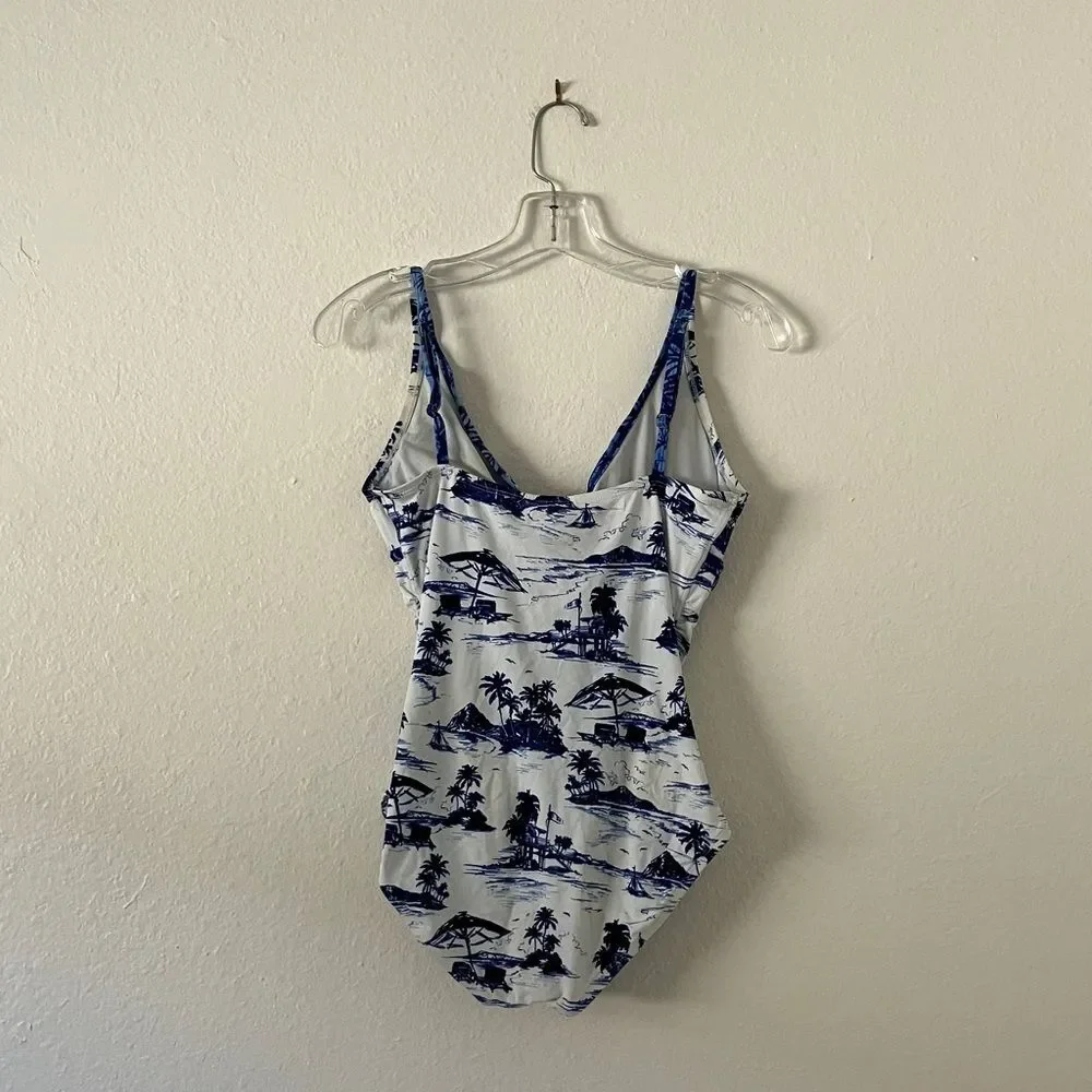 Blue and White Tommy Bahama One Piece Bathing Suit Swim Suit